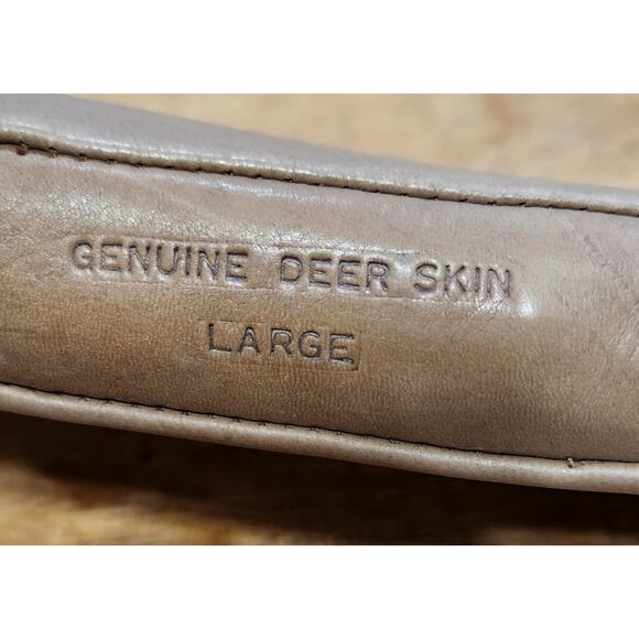 Rare LL Bean Slippers Beige Teavel Slippers W/ Zippered Case Mens Large Deerskin main image 8
